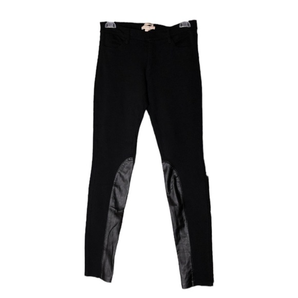 J. CREW “The Gigi Pant” Equestrian Style Faux Leather Knit Pants in Black Size 2 - Picture 2 of 7